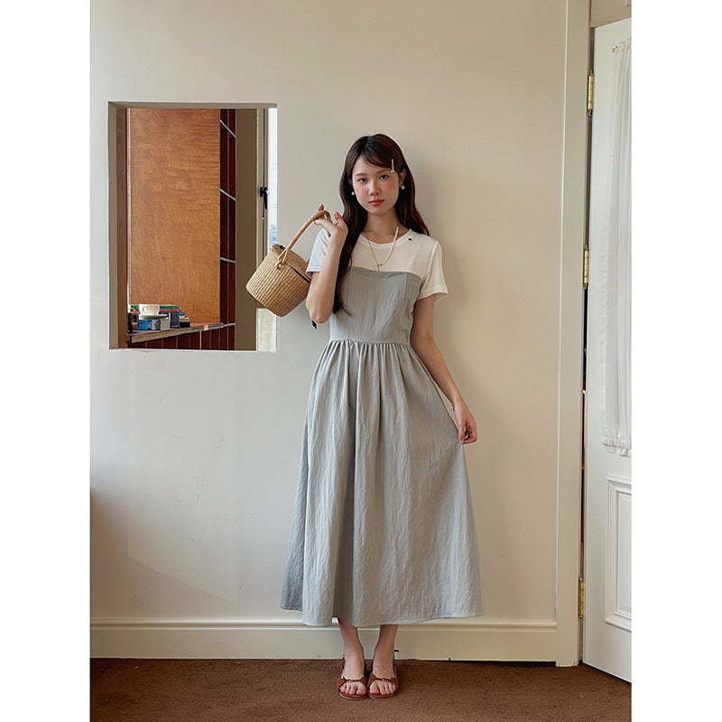 Dame afslappet maxikjole med stropper og drapering Stilla