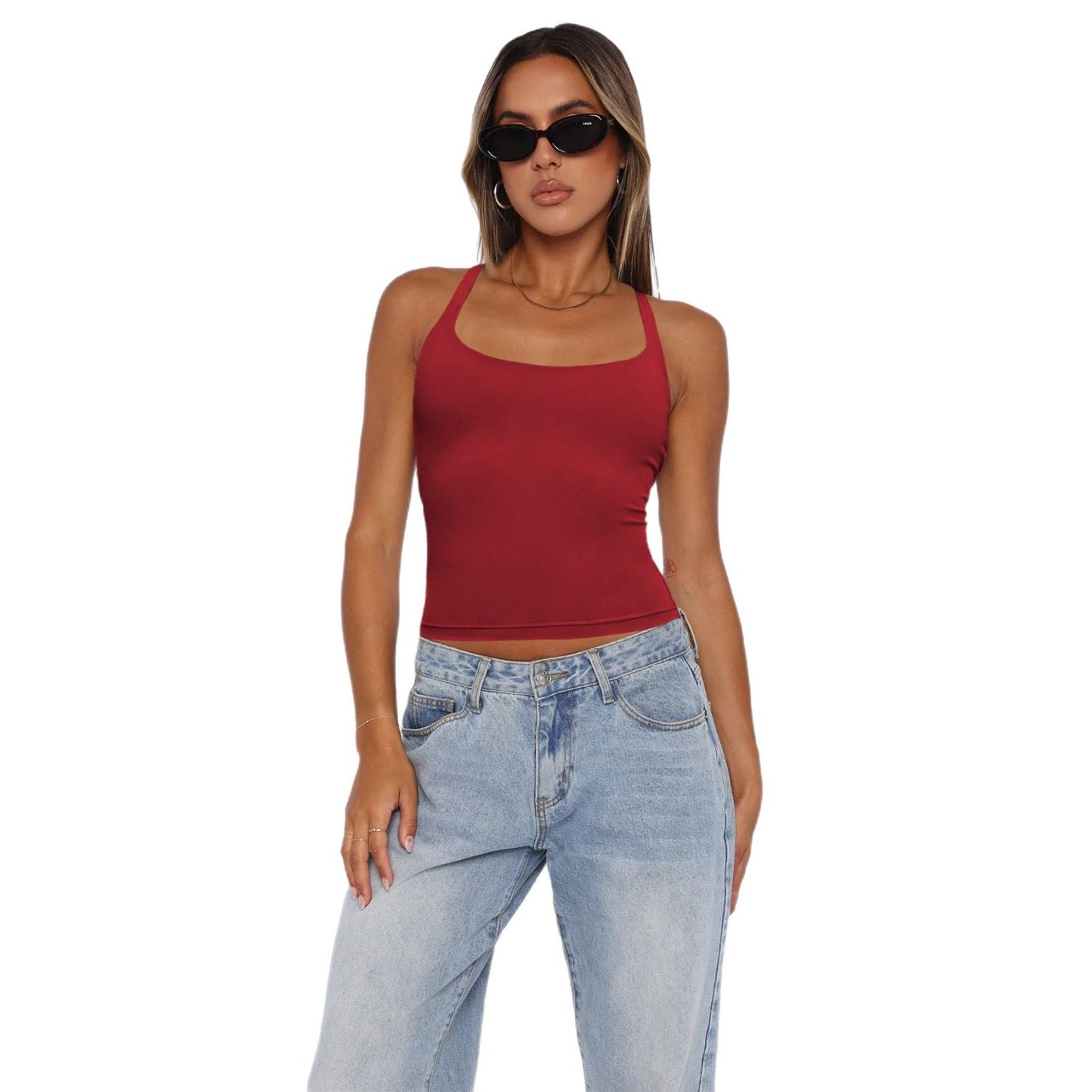 Dame tætsiddende Crop-Top med smalle stropper Stilla