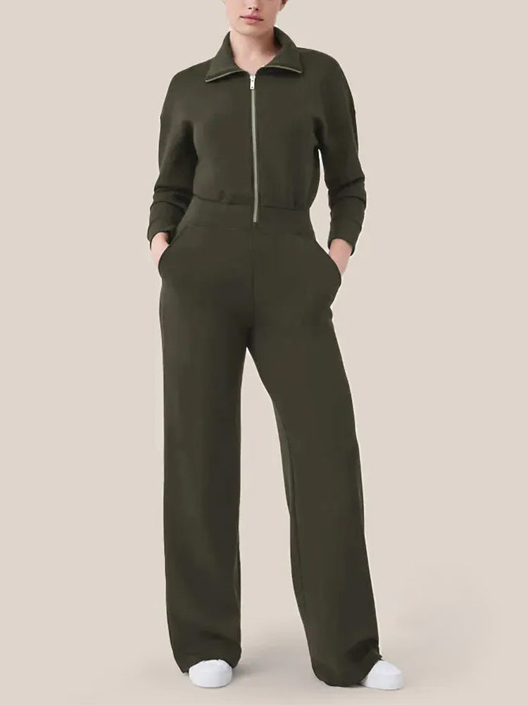 Dame Sporty Jumpsuit med høj krave og praktiske lommer Stilla