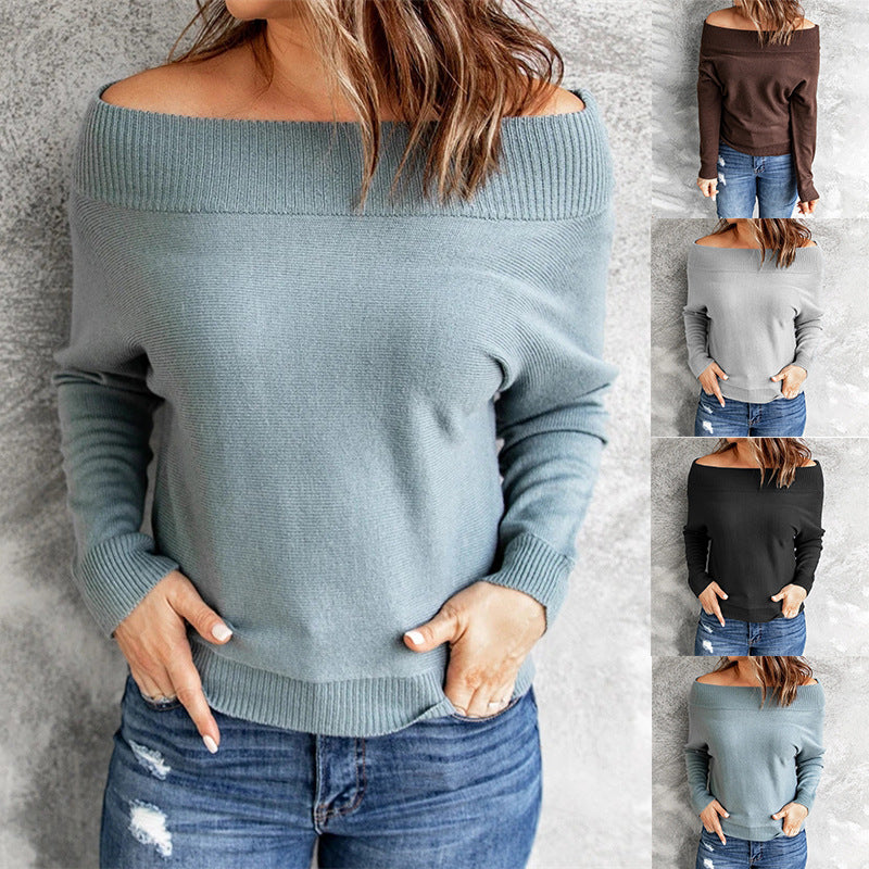 Dame Off-Shoulder Pullover med fint strik og vid pasform Stilla