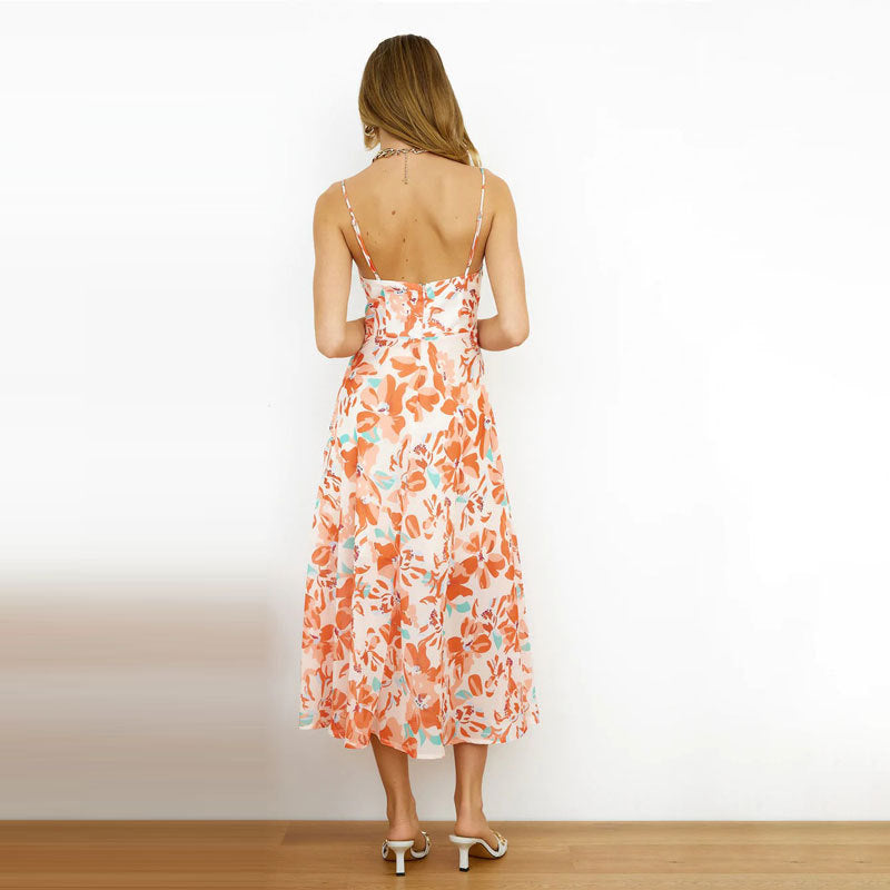 Dame A-linje Floral Slip Kjole Stilla