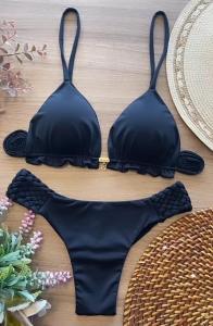 Dame Triangel-Bikini med blomsterdetaljer og bageste hækledesign Stilla