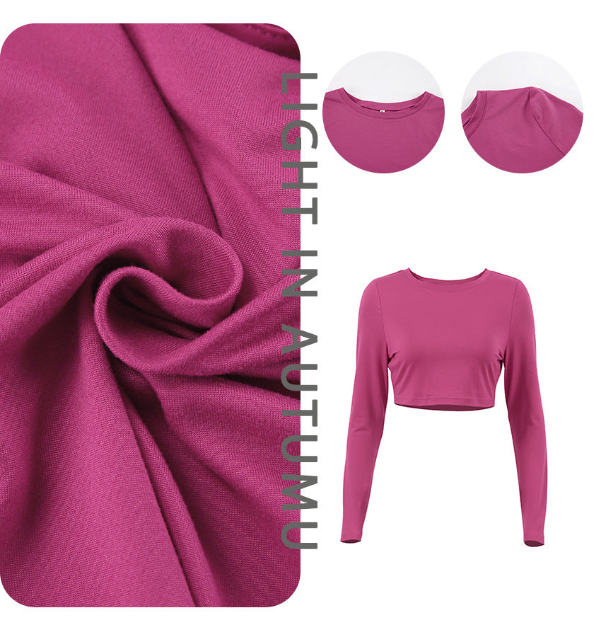 Dame cropped langærmet skjorte med figursyet snit og elastisk bomuldsmateriale Stilla