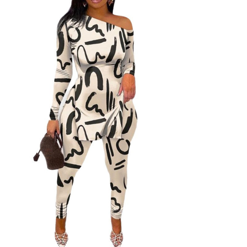 Damer Off-Shoulder lagdelt tryk jumpsuit Stilla