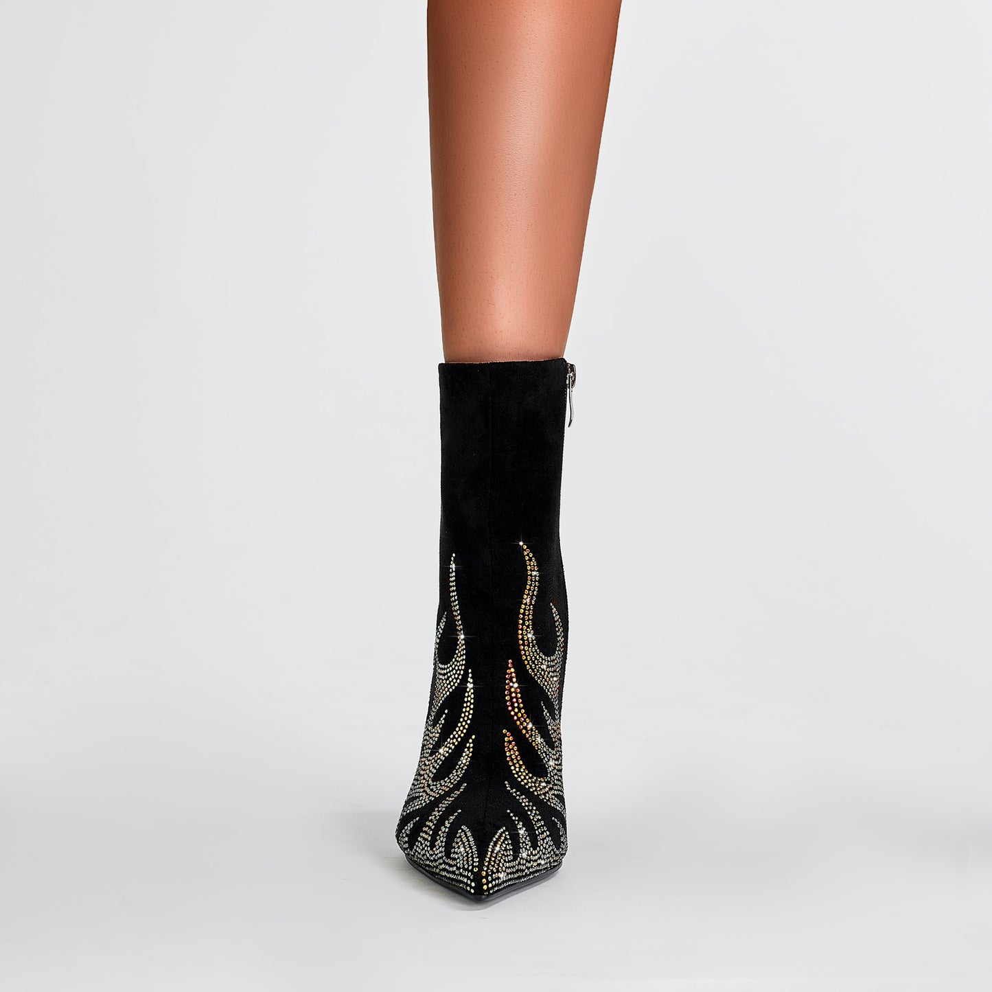 Femme Fashion-Forward Stiletto Ankelstøvler med Flamme-Design Stilla
