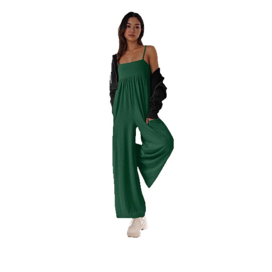 Dame behagelig jumpsuit med bred ben og justerbare spaghetti-stropper Stilla