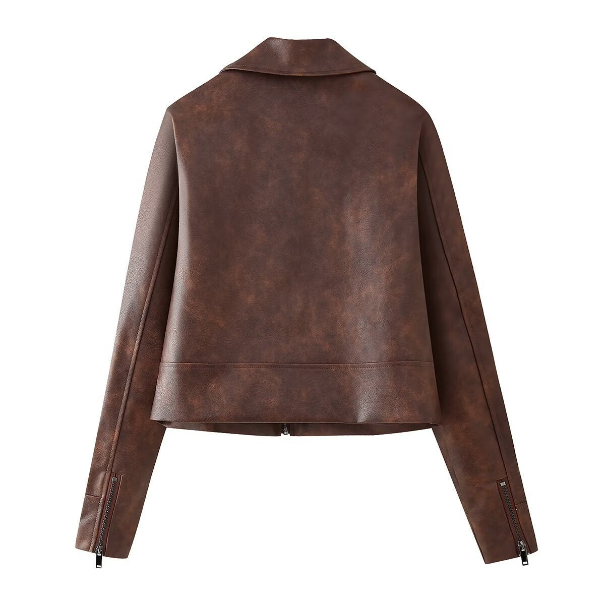 Dame Casual Cropped Kunstlæderjakke Stilla