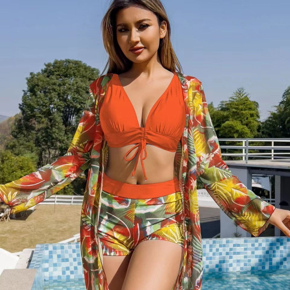 Dame Bikinisæt med afslappet Kimono og højtaljede Shorts Stilla