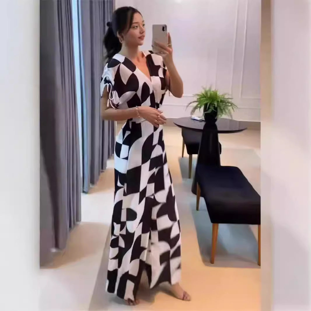 Dame jumpsuit med geometrisk mønster Stilla