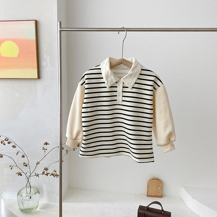 Børn Stilfuld Stribet Polo Sweatshirt Stilla