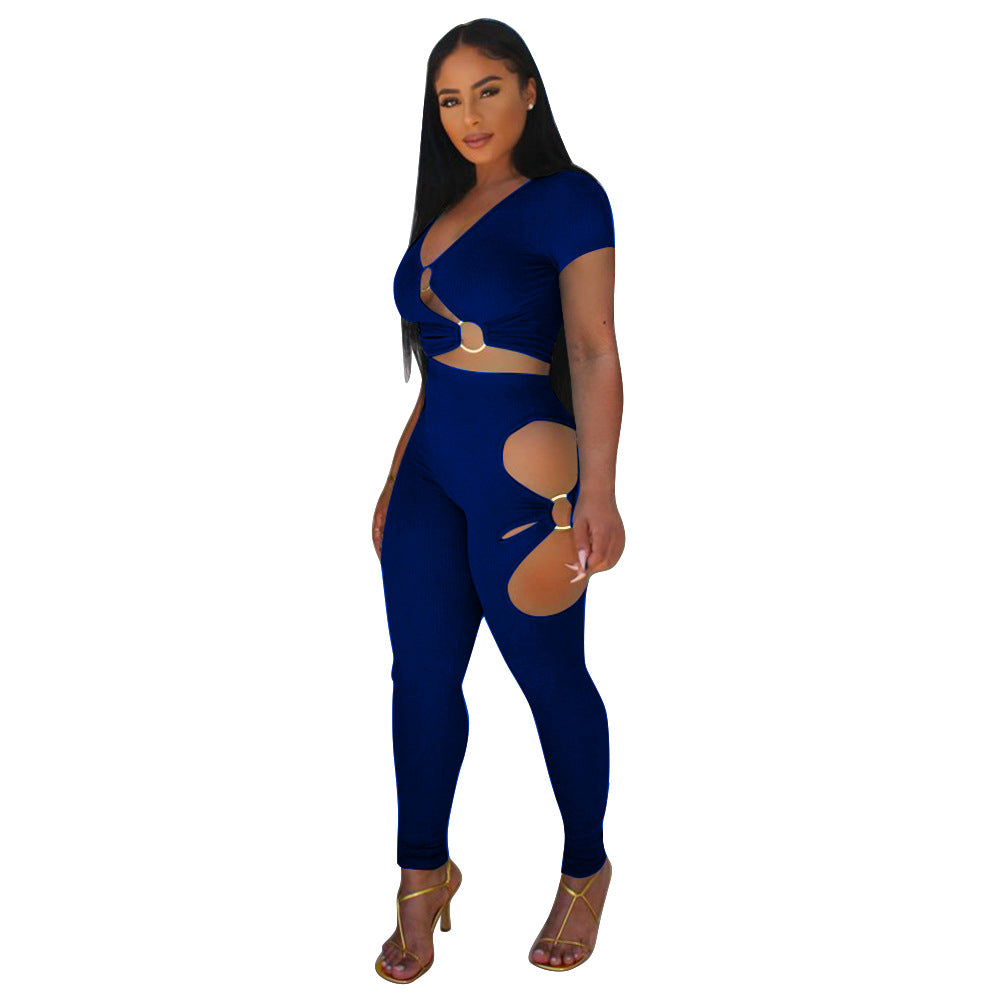 Dame figursyet Cut-Out Jumpsuit med bælteaccenter Stilla