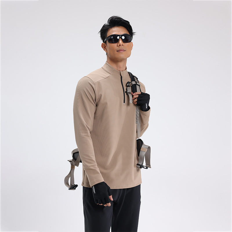Herrer Funktionsshirt med bred lynlås og innovativt materialeblanding Stilla