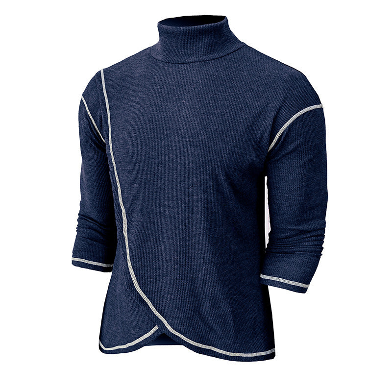 Herrer Ståkrave Pullover med kontrasterende kanter Stilla