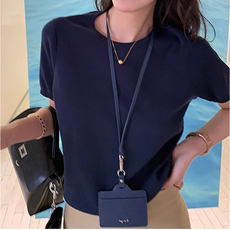 Dame afslappet bomulds overdel med minimalistisk skæring og elastisk talje Stilla