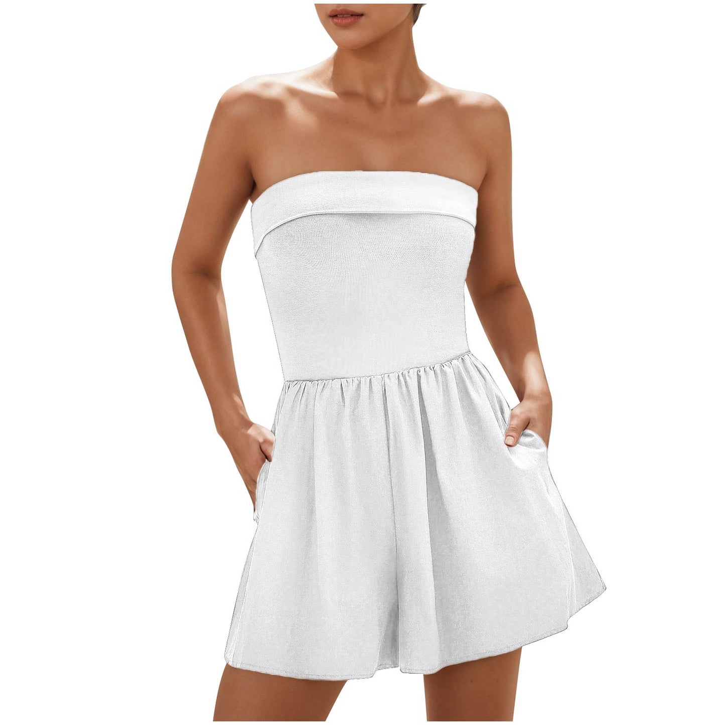 Dame ærmeløs jumpsuit med elegant snit og praktiske lommer Stilla
