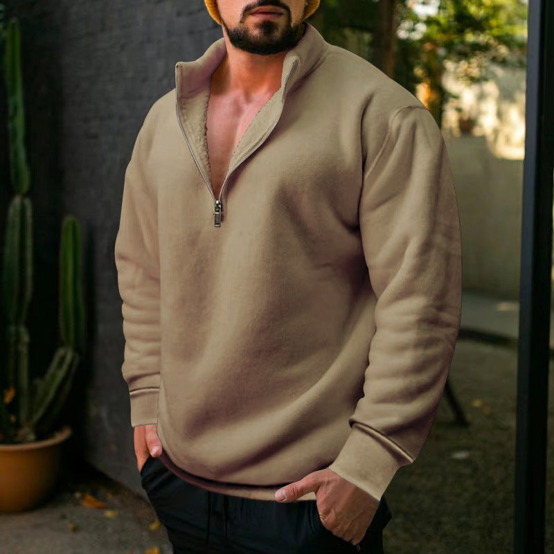 Herre fleece-pullover med halv lynlås og moderne snit Stilla