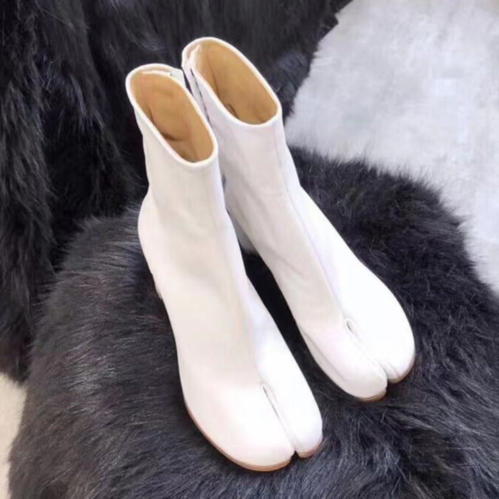 Femme Metallic-ankelstøvler med unikt split-fods-design Stilla