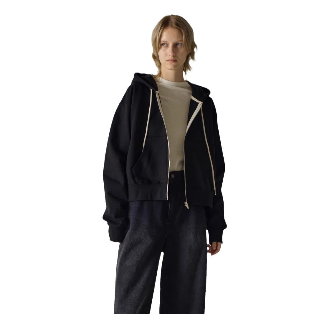 Dame afslappet hættetrøje med kontrasterende lynlås og komfortabel pasform Stilla