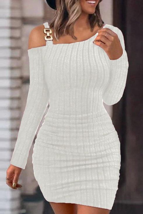 Stilla | Off-shoulder Skrå Krave Stram Kjole
