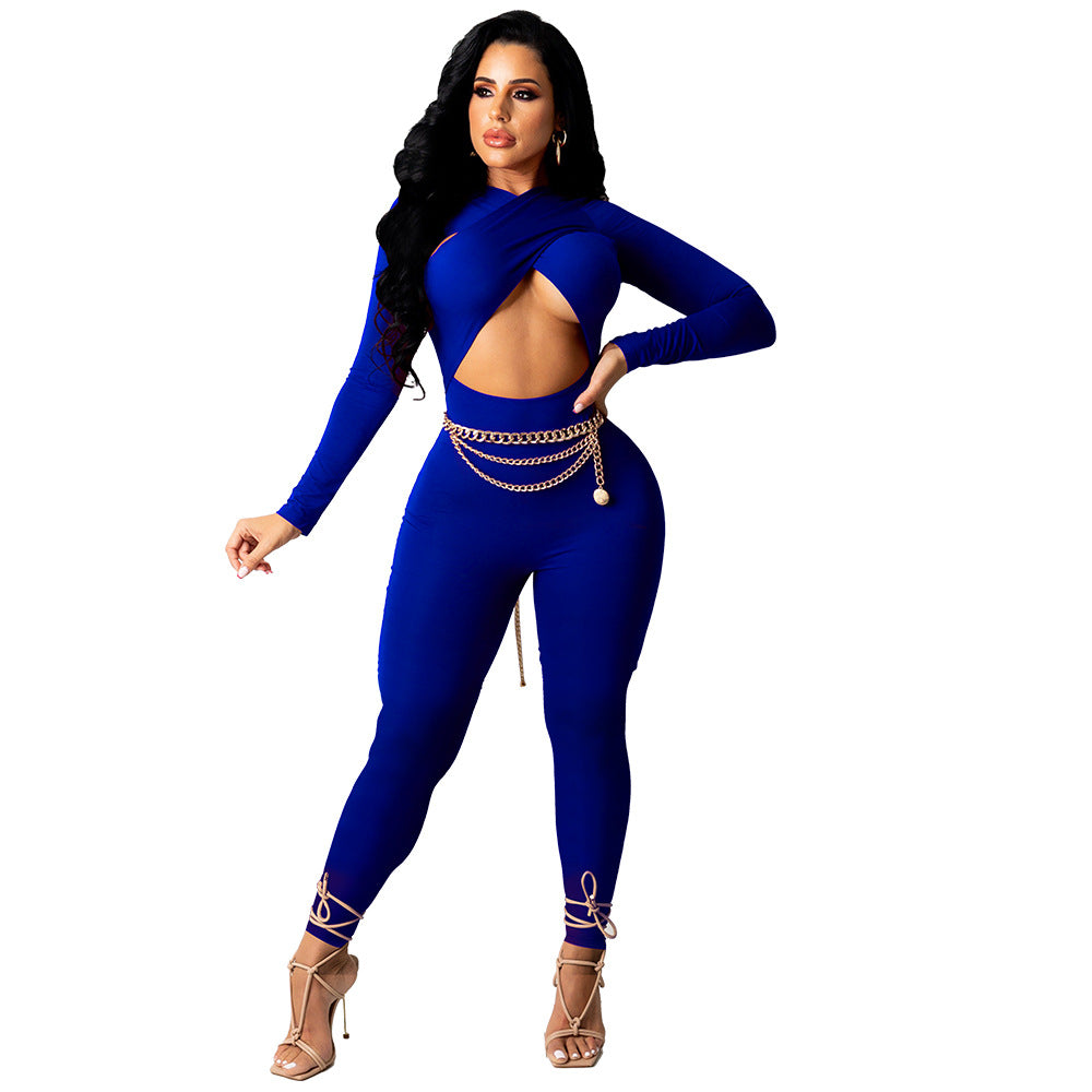 Dame Cut-Out Jumpsuit med høj talje og raffinerede detaljer Stilla