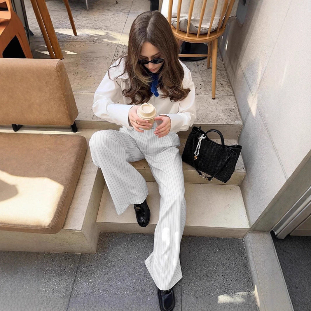 Dame elegant jumpsuit med bredt ben og karakteristisk krave Stilla