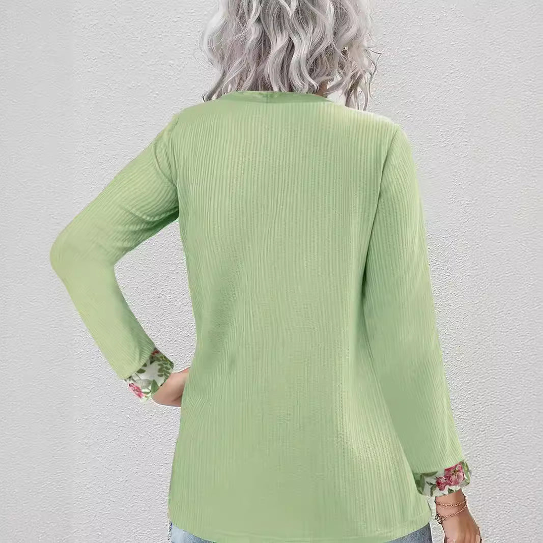 Dame afslappet cardigan med blomstret inderfór Stilla