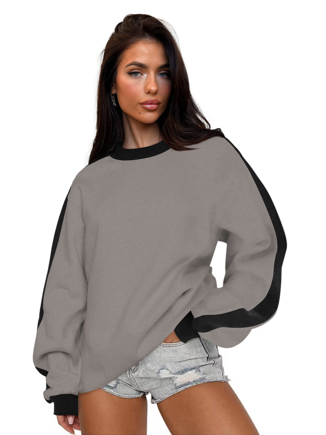 Dame mode sweatshirts med kontrastærmer Stilla