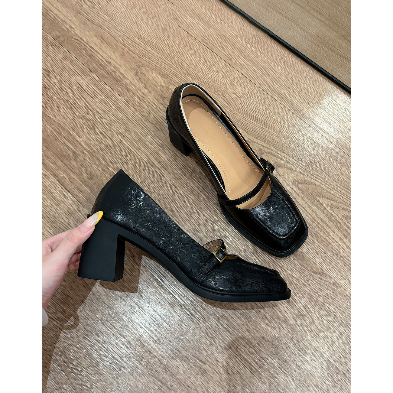 Dame Chunky Blockhæls Mary Jane Pumps med justerbar rem Stilla