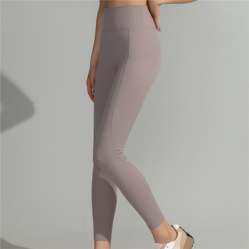 Dame High-Waist Yoga Leggings med sidelomme Stilla