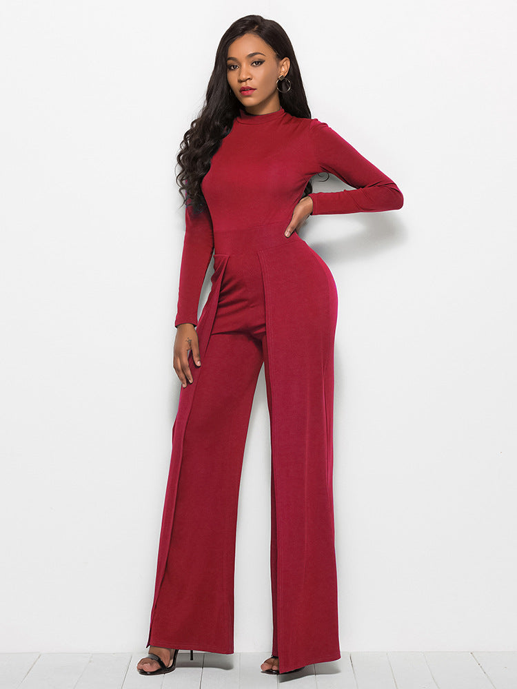 Dame Elegant Jumpsuit med højhalset design og vide ben Stilla