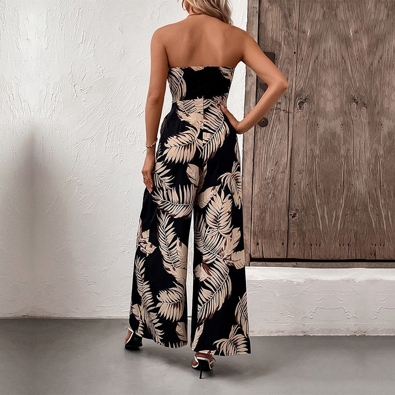 Dame Maxi-Jumpsuit med struktureret bandeau-overdel og afslappet pasform Stilla