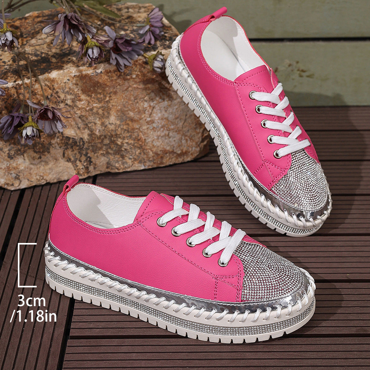 Dame Mode Sneakers med glitrende detaljer og stabil sål Stilla