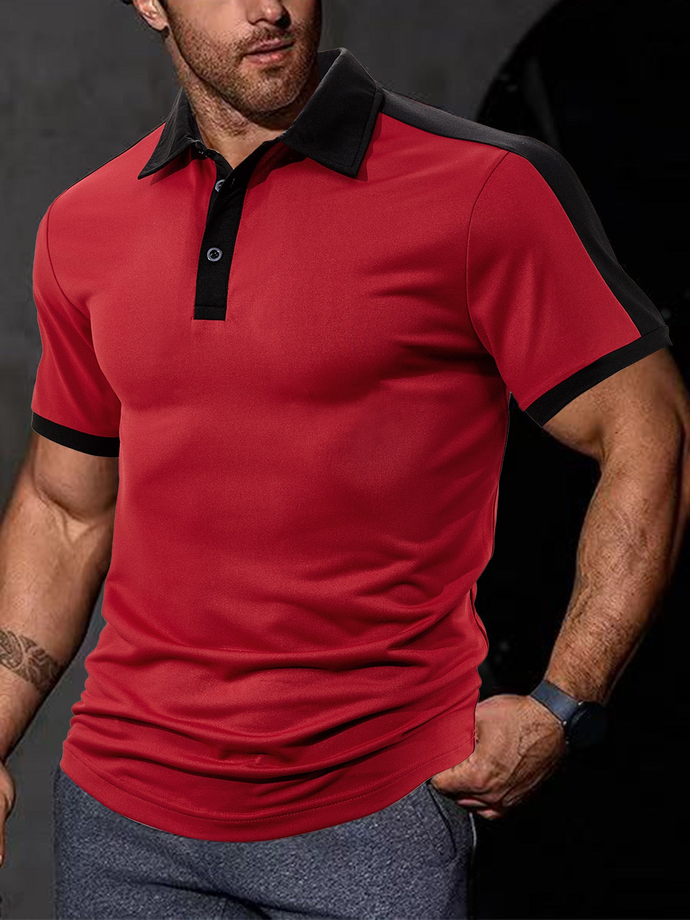 Herrer Sporty Kortärmet Poloshirt med åndbart materiale Stilla
