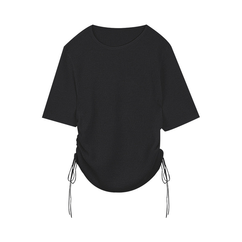 Dame afslappet kortærmet top med raffineret rynkeelement Stilla