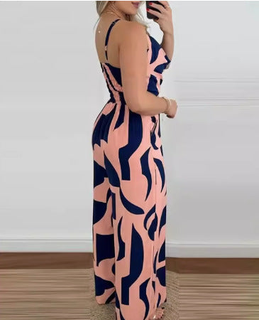 Dame Bredbenet Floral-Print Jumpsuit Stilla