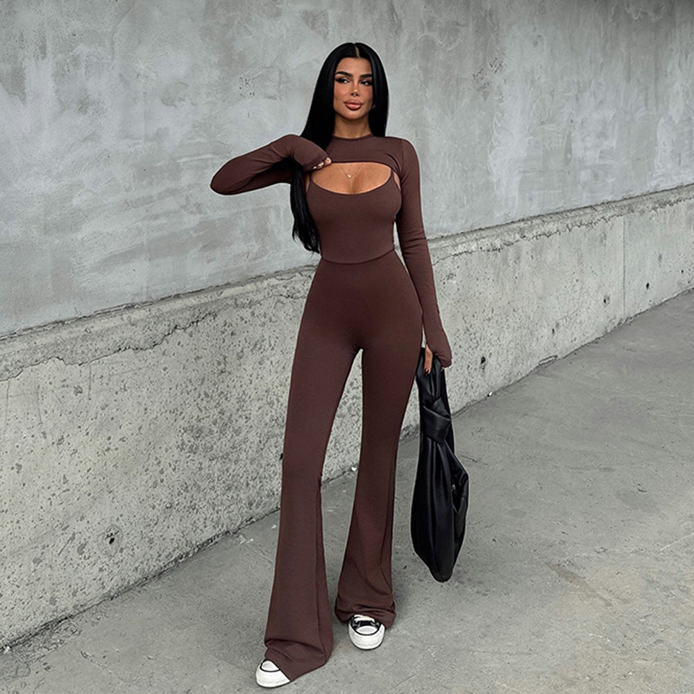 Dame Figurformende Jumpsuit med Cut-Out-detalje og stilfuldt langærmet design Stilla