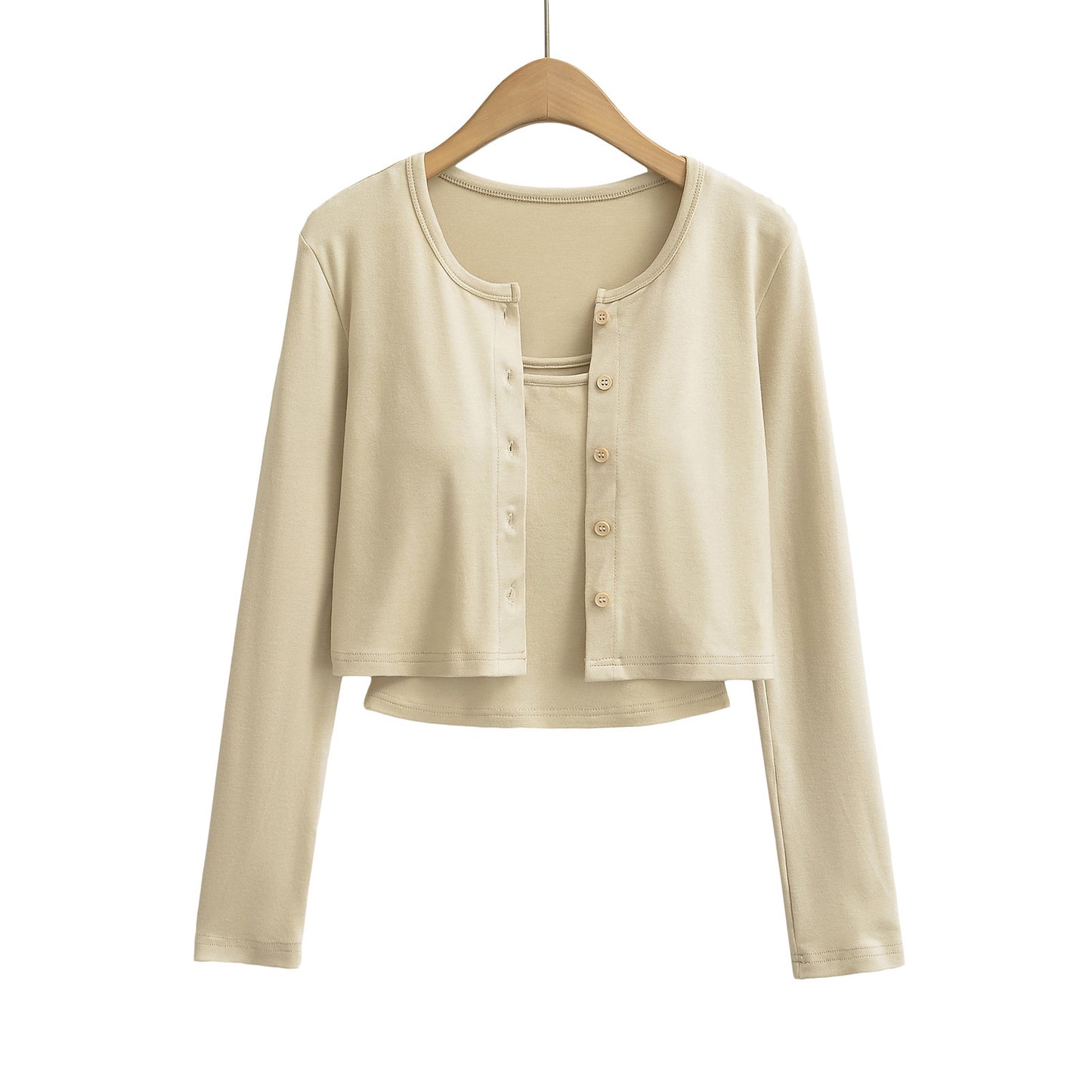 Dame cropped cardigan med knapbart design og blødt stof Stilla