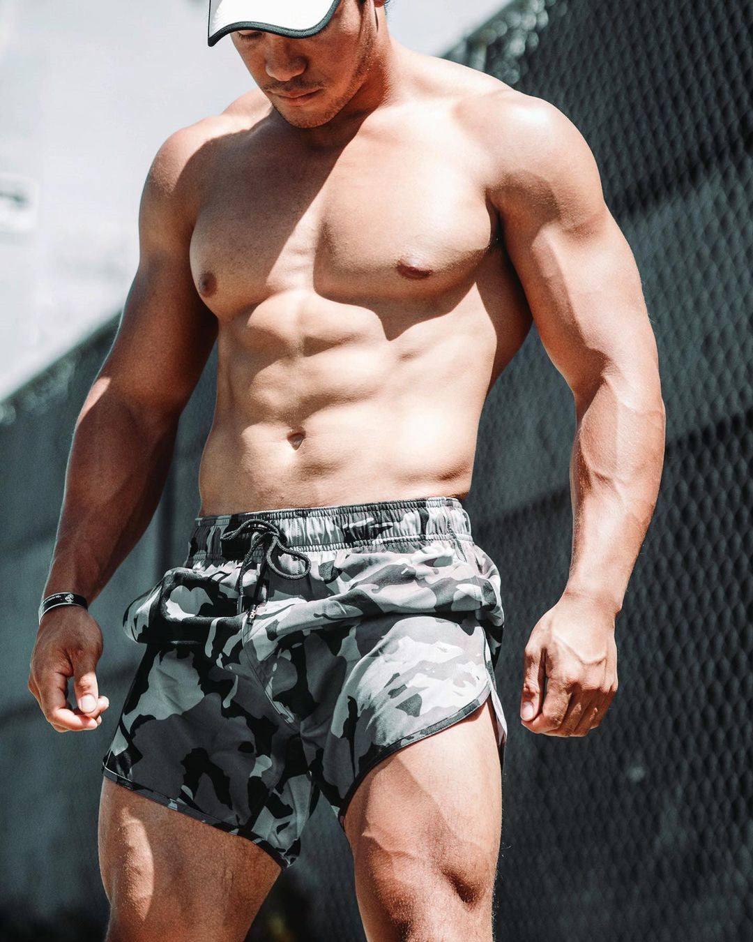 Herrer Sportlige Badetrunks med elastisk bund og innovativt camouflage-design Stilla