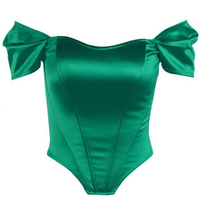 Dame Langærmet Bodysuit med skulderfri design og puffærmer Stilla