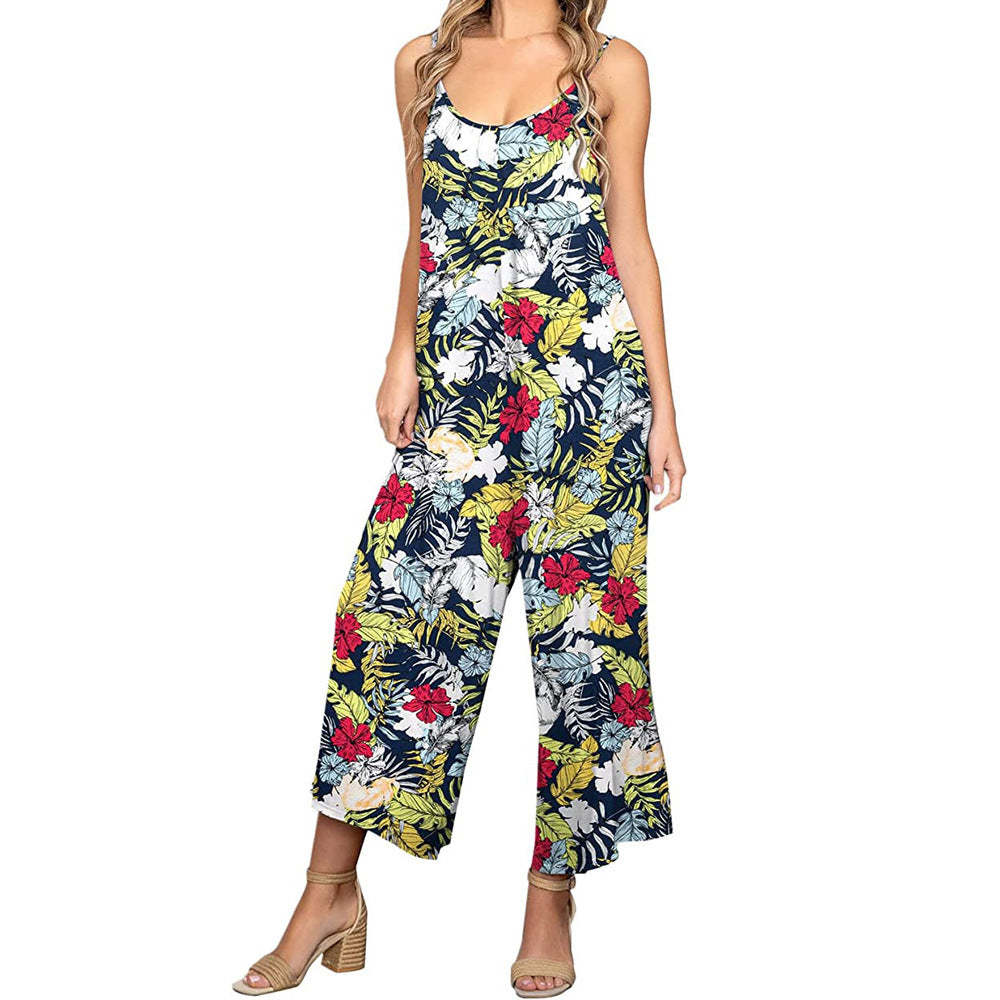 Dame Lækkert Jumpsuit med blomsterdesign og bredt ben Stilla