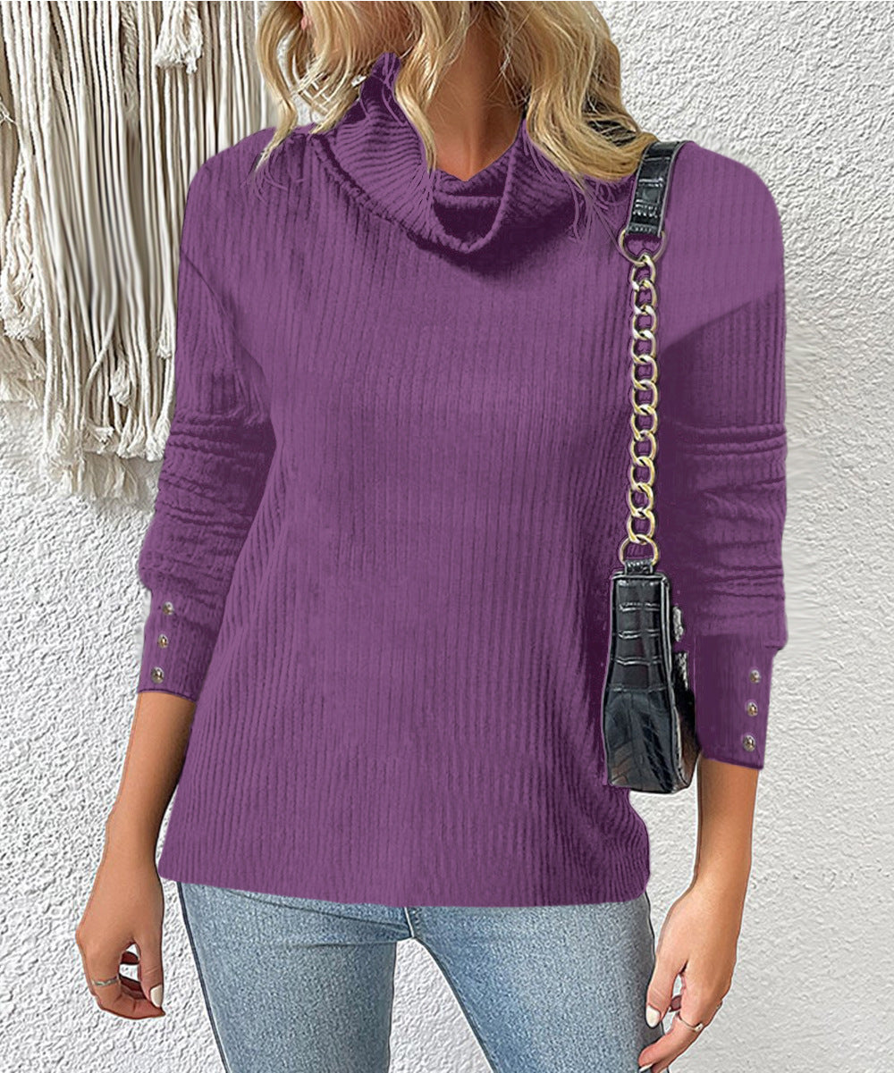 Stilla | Afslappet Langærmet Turtle Neck Solid Bluse Top