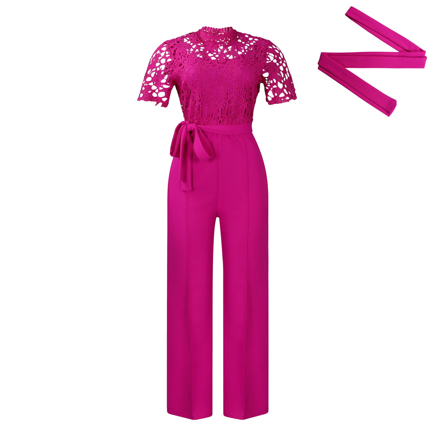 Dame Elegant Jumpsuit med raffineret spids top og vide ben Stilla