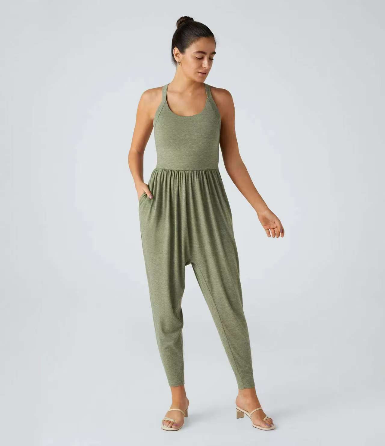 Dame livlig jumpsuit med lommer og bred pasform Stilla