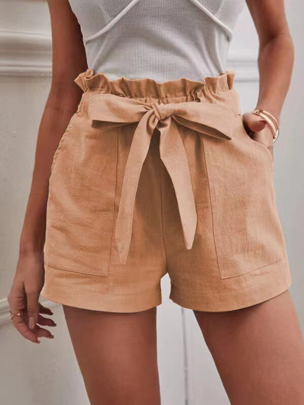 Dame højtaljede shorts med bundet detalje Stilla