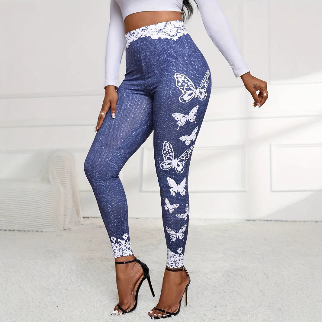 Dame leggings med høj talje og feminine spidsdetaljer Stilla