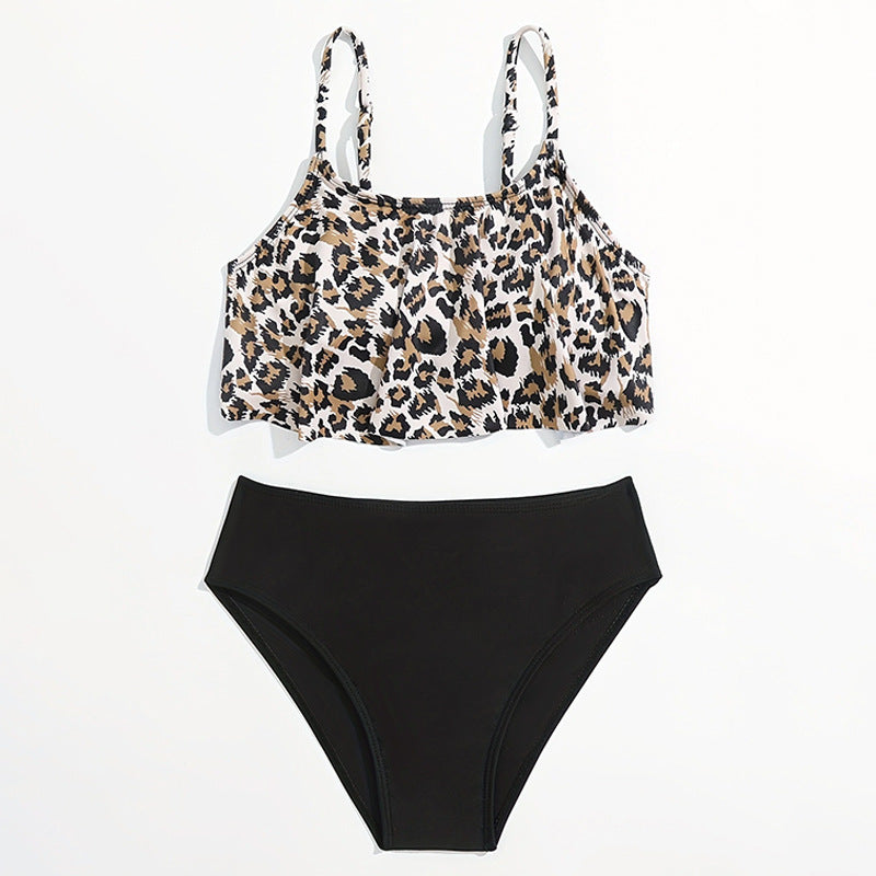 Dame to-delt bikini-sæt med moderigtigt leopardmønster og højt skårne trusser Stilla
