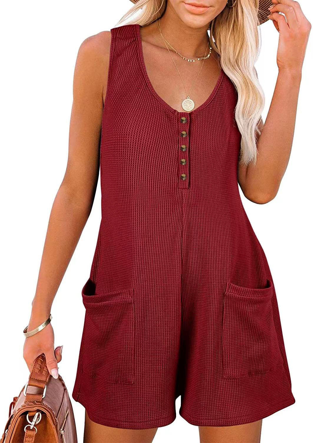 Dame sommerlig jumpsuit med lommer og knaplukning Stilla