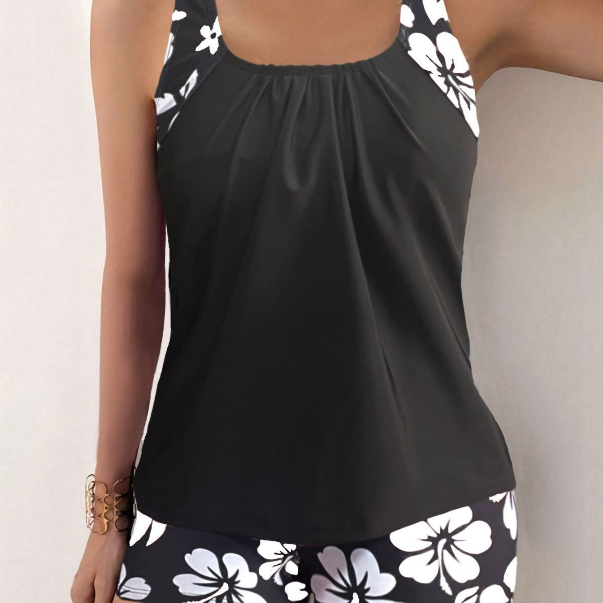 Dame Sporty Tankini med mønstrede shorts Stilla