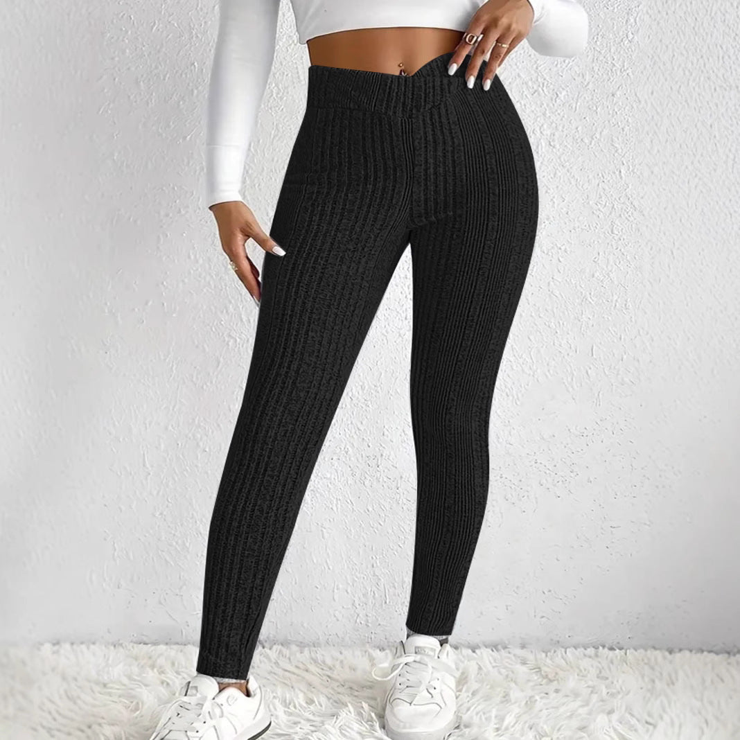 Høj talje ribbede leggings til kvinder Stilla