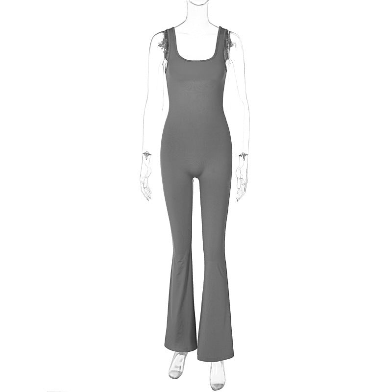 Dame Figurtilpasset Jumpsuit med bred ben og flæsedetaljer Stilla